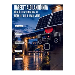 4 Kameralı 4G SIM Kart Destekli Güneş Enerjili Akıllı Güvenlik Kamerası