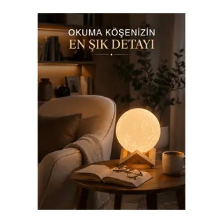 Modern Tasarımlı 3D Ay Lambası Yatak Odası ve Salon Dekoru