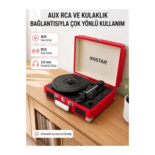 Şarj Edilebilir Taşınabilir Pikap 1800 mAh Dahili Pil Bluetooth ve Çoklu Bağlantı Seçenekli