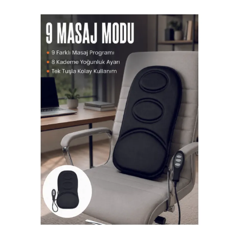 Motorlu Isıtmalı Masaj Minderi Masaj Modlu Ev, Ofis ve Araç Koltuk Pedi