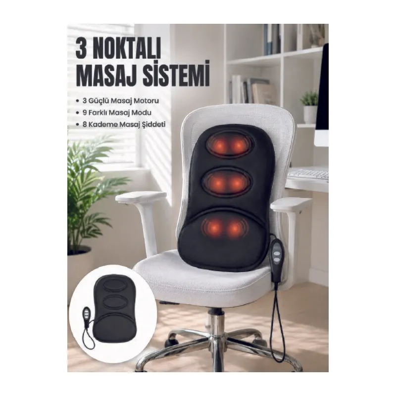 Titreşimli Masaj Koltuk Minderi Kademe Şiddet Ayarlı Isıtma Fonksiyonlu Masaj Pedi