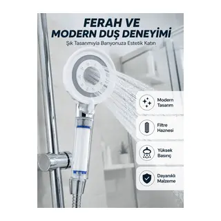 Mineral Taşlı Filtreli Duş Başlığı Güçlü Su Basınçlı Banyo Başlığı