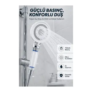 Su Tasarruflu Filtreli Duş Başlığı Yüksek Basınçlı Modern Duş Başlığı