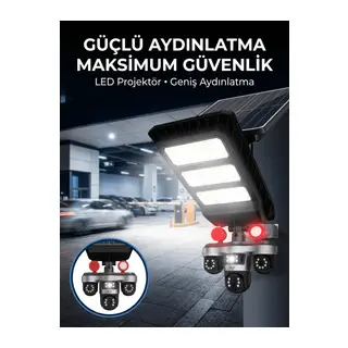 Güneş Enerjili Kablosuz Dış Mekan Güvenlik Kamerası Gece Görüşlü LED Projektörlü