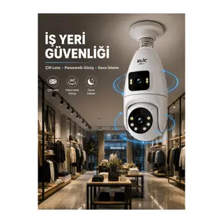 Wi-Fi Çift Lens Ampul Kamera Akıllı Ev Güvenliği