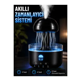 Denizanası Tasarımlı Ultrasonik Hava Nemlendirici RGB LED Işıklı Sessiz Buhar Makinesi Zaman Ayarlı