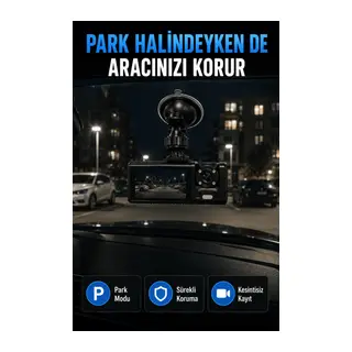 1080P Full HD Araç İçi Kamera WiFi Bağlantılı Çift Kameralı Geniş Açılı Araç Kayıt Kamerası