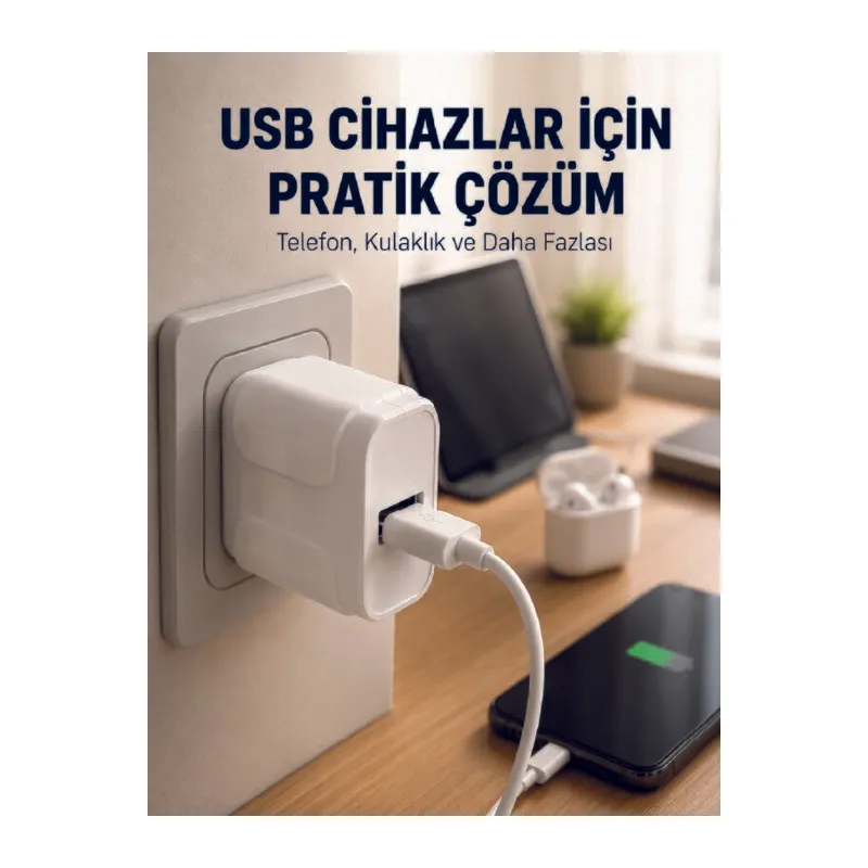 12W USB Şarj Adaptörü 5V 2.4A Hızlı ve Güvenli Şarj Başlığı