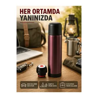 Vakumlu Termos 304 Paslanmaz Çelik Seyahat Termosu