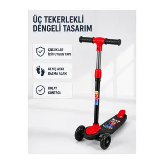 Çocuk Skuteri 3 Tekerlekli Geniş Basma Alanlı Ayarlanabilir Boy Scooter