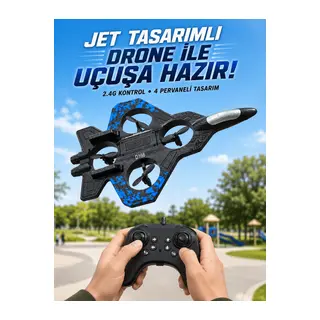 Jet Tasarımlı Uzaktan Kumandalı Drone 4 Pervaneli 2.4G 360 Derece Takla LED Işıklı Uçak