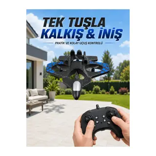 4 Pervaneli Jet Uçak Drone Uzaktan Kumandalı 360° Takla Renkli Işıklı Dengeli Uçuş