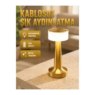 Modern USB'li Kablosuz Masa Lambası – Minimalist Tasarım, 3 Farklı Parlaklık Yeni Nesil