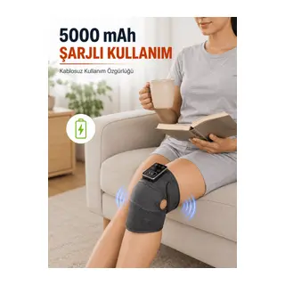 Isıtmalı ve Titreşimli Diz Masaj Aleti Şarjlı Dijital Ekranlı 5000 mAh Masaj Cihazı