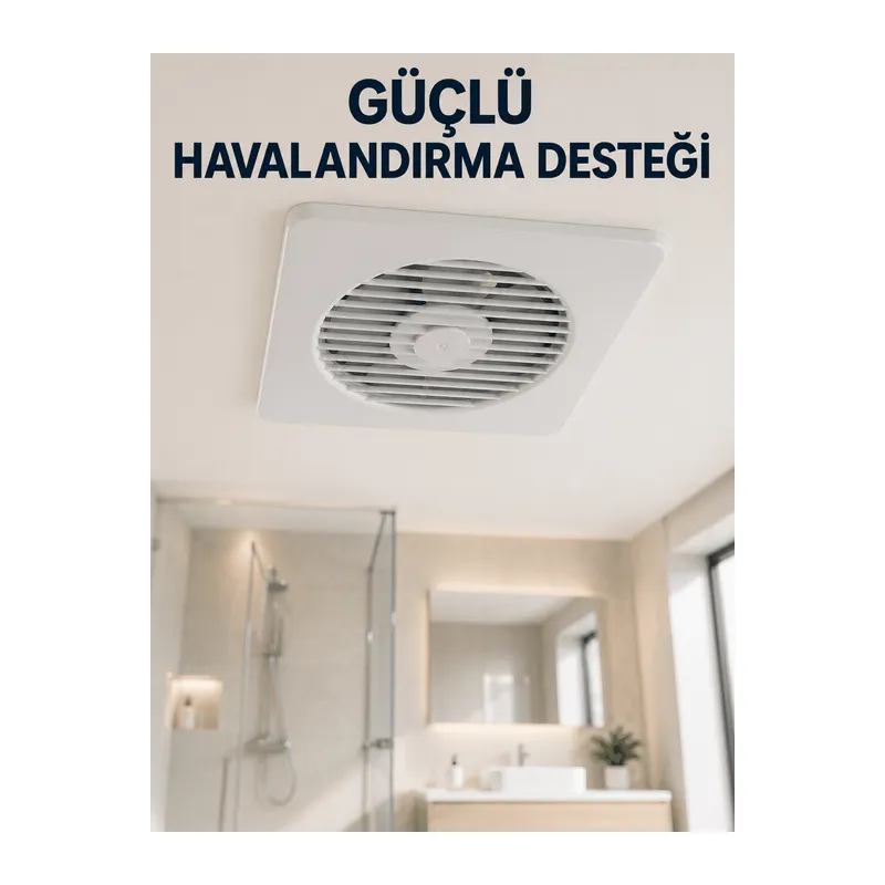Dekoratif Banyo ve Mutfak Aspiratörü 150 mm 20,8 x 20,8 cm 20 W Havalandırma Fanı