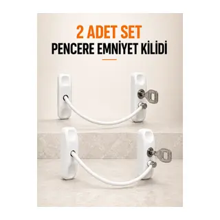 Pencere Emniyet Kilidi 2 Adet Set Kablolu Anahtarlı Pencere Açılma Sınırlayıcı