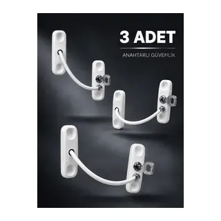 3 Adet Pencere ve Kapı Güvenlik Kilidi Anahtarlı Emniyet Kilidi Seti