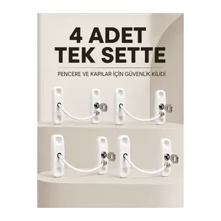 Anahtarlı Pencere Emniyet Kilidi 4 Adet Güvenlik Seti