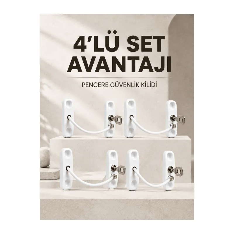 Çocuk Güvenliği İçin Pencere Kilidi Anahtarlı 4’lü Paket
