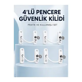 Pencere ve Kapılar İçin Anahtarlı Güvenlik Kilidi 4’lü Set