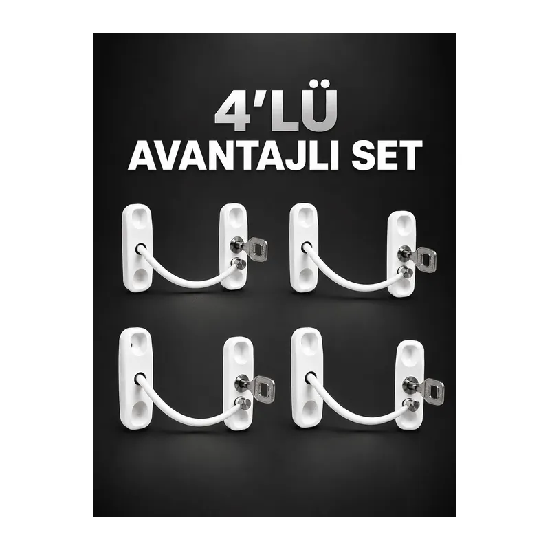 Pencere Güvenlik Kilidi Anahtarlı Çocuk Emniyet Kilidi 4’lü Set