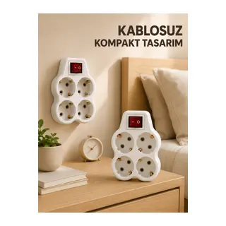 2’li Set 4’lü Priz Çoklayıcı Açma Kapama Anahtarlı Direkt Prize Takılan Adaptör