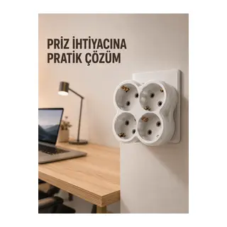 Tek Prizi 4’lü Yapan Priz Çoğaltıcı Direkt Prize Takılan Kablosuz Çoklayıcı