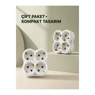 4’lü Priz Çoğaltıcı 2 Adet Set Kablosuz Duvar Tipi Priz Çoklayıcı Adaptör