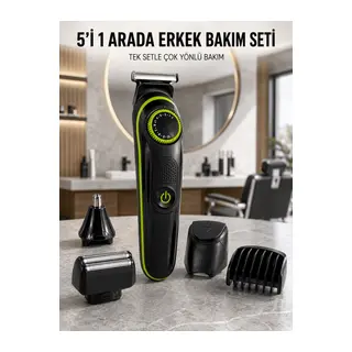 5'i 1 Arada Erkek Bakım Seti Çok Başlıklı Sakal Vücut Burun Kulak Tıraş Makinesi