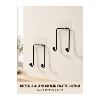2 Adet Yapışkanlı Duvar Askısı Pratik Çok Amaçlı Düzenleyici Askı
