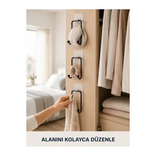 3 Adet Çok Amaçlı Yapışkanlı Askı Pratik Duvar Tipi Düzenleyici