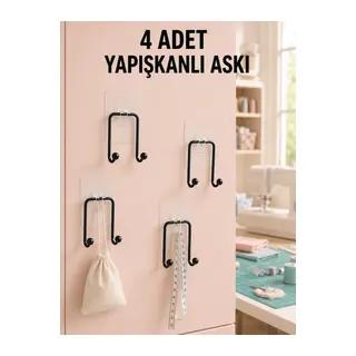 4 Adet Çok Amaçlı Yapışkanlı Askılık Ev Düzenleyici Duvar Askı Seti