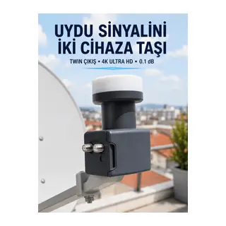 Twin LNB Çift Çıkışlı Uydu Anten LNB 4K Ultra HD Ku Band 0.1 dB