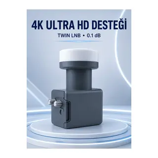 Uydu Anten LNB Twin Çıkışlı 0.1 dB Ku Band 4K Ultra HD Uyumlu