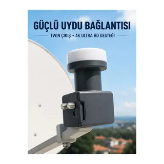 4K Ultra HD Twin LNB Çift Uydu Çıkışlı Ku Band Çanak Anten LNB 0.1 dB