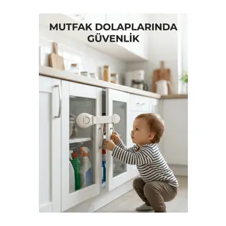 Çocuk Güvenlik Dolap ve Çekmece Kilidi Güçlü Yapışkanlı Emniyet Kilidi