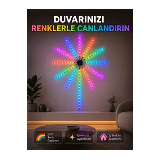 RGB LED Duvar Aydınlatması Telefon Kontrollü Dekoratif Ortam Işığı