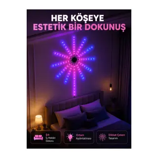Telefon Kontrollü RGB Fireworks LED Işık Çok Renkli Dekoratif Duvar Lambası