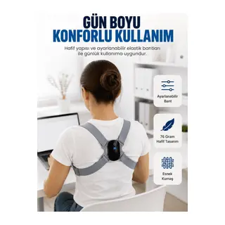 Şarjlı Akıllı Dik Duruş Destek Aparatı Ayarlanabilir Omuz Bandı