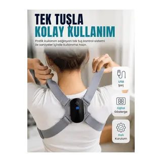 Ayarlanabilir Askılı Akıllı Dik Duruş Destekleyici Dijital Göstergeli Dik Duruş Cihazı