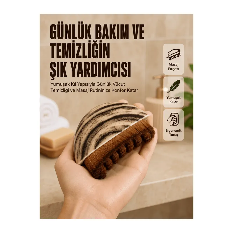 Banyo Masaj Fırçası Yumuşak Kıllı Ergonomik Vücut Temizleme Fırçası