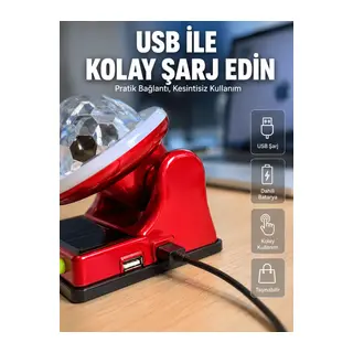 Güneş Enerjili LED Disco Lamba Şarjlı RGB Parti ve Dekoratif Aydınlatma Lambası
