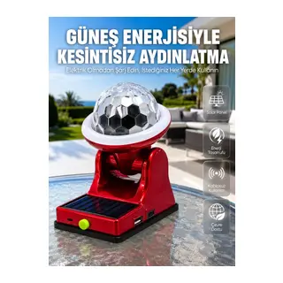 Şarjlı RGB Projektör Lamba Güneş Enerjili Çok Fonksiyonlu Disco Işık Lambası