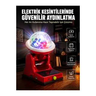 Çok Amaçlı Şarjlı LED Projektör Lamba Solar Enerjili RGB Ambiyans ve Parti Işığı