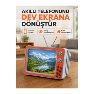 Retro TV Telefon Ekran Büyütücü 12'' HD Görüntü Büyütme Standlı Katlanabilir Telefon Tutucu
