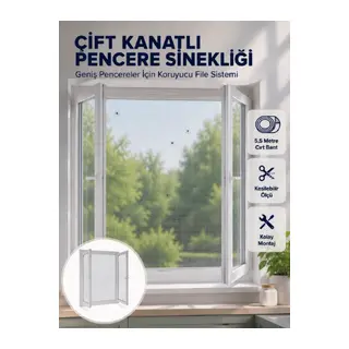 Çift Kanatlı Pencere Filesi Cırt Bantlı Sineklik Kolay Takılır