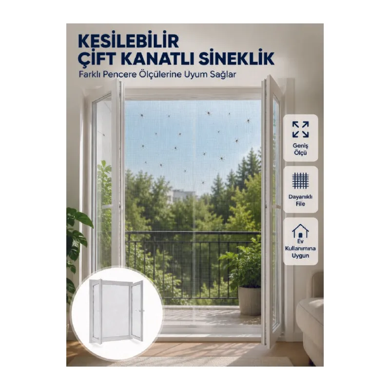 Kesilebilir Çift Kanatlı Pencere Sinekliği Dayanıklı File