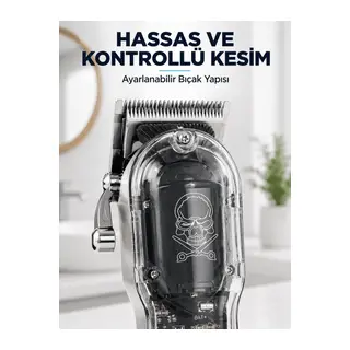 Profesyonel Saç Tıraş Makinesi Şarjlı LCD Ekranlı 4 Taraklı 1800 mAh Güçlü Motorlu Saç Kesme Makinesi