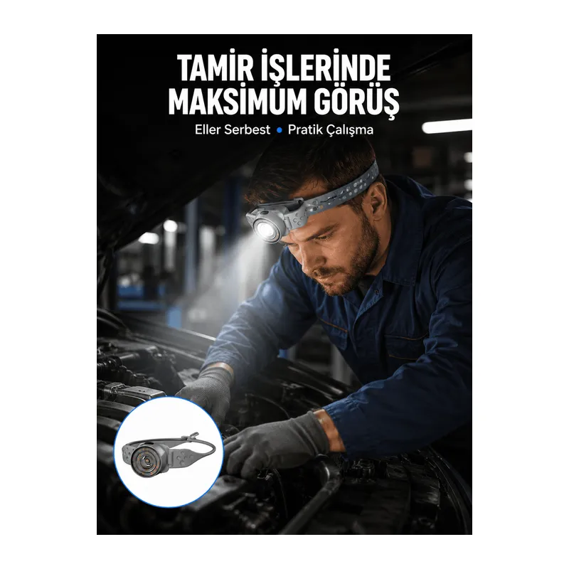 LED Kafa Feneri Eller Serbest Kullanım İçin Güçlü Işık Kaynağı