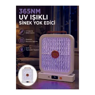 UV Işıklı Şarj Edilebilir Sinek Yok Edici Elektrikli Lamba Beyaz